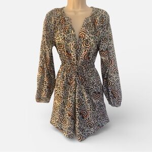 A.L.C. Women’s Multicolor Gathered Cotton Patterned Mini Dress Size 2